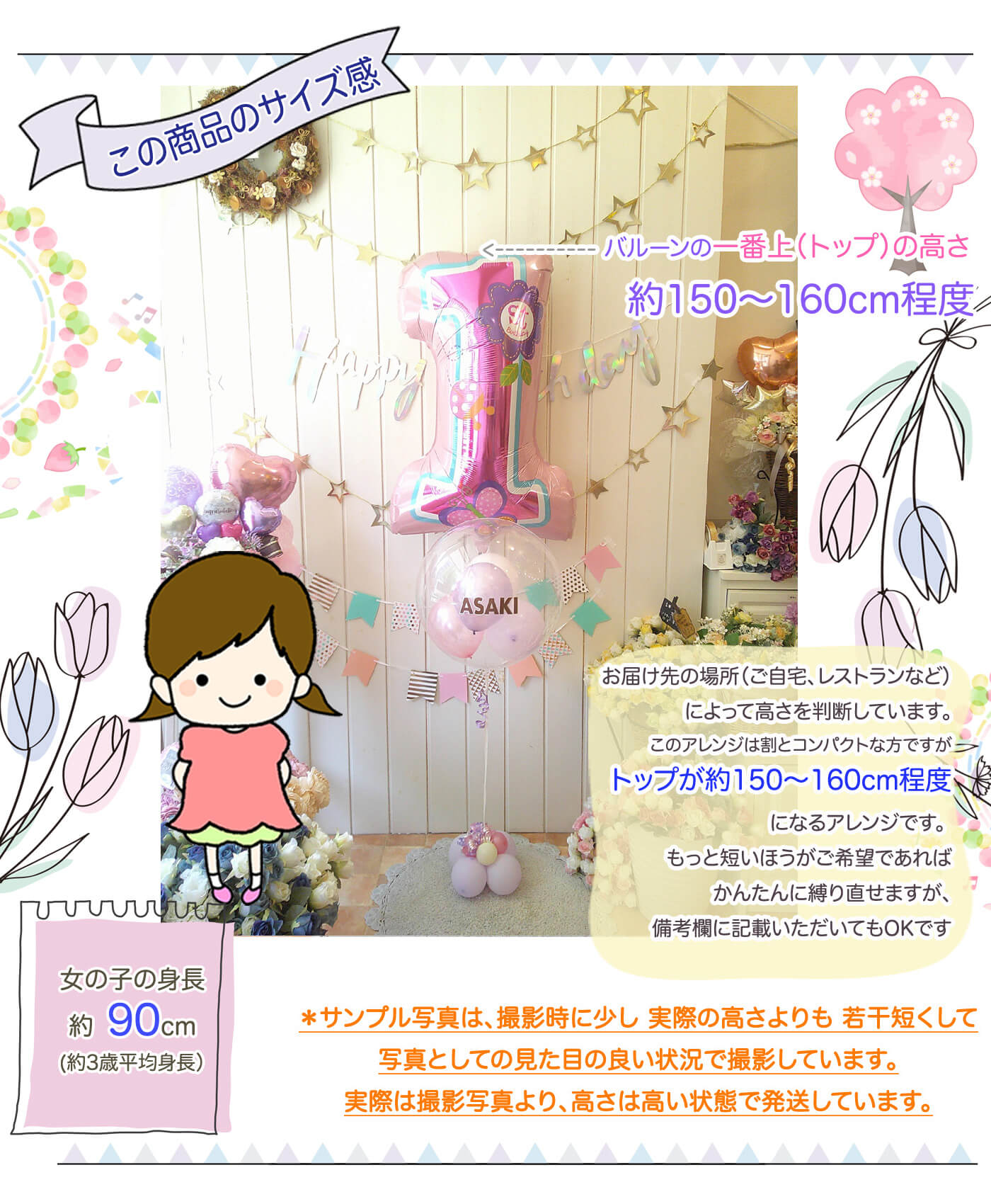 このバルーンギフトのサイズ感