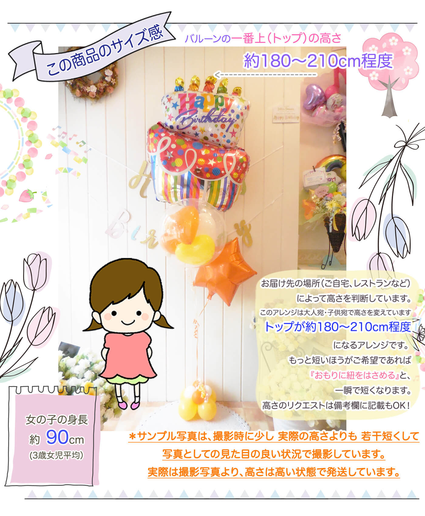 このバースデーケーキセットのサイズ感について