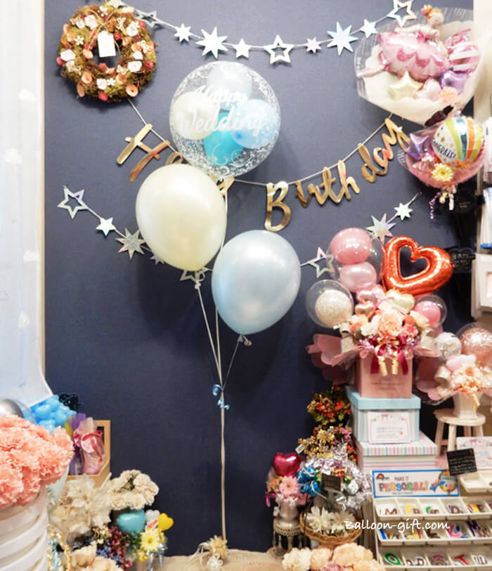 透明感のある華やかな3個セットバルーン