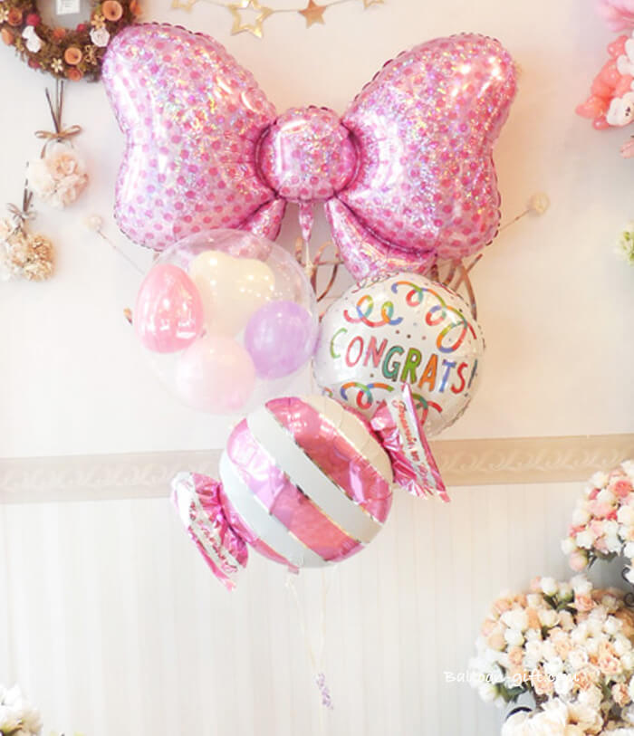 お誕生日や発表会・お店のお祝いに人気のピンクリボンセット