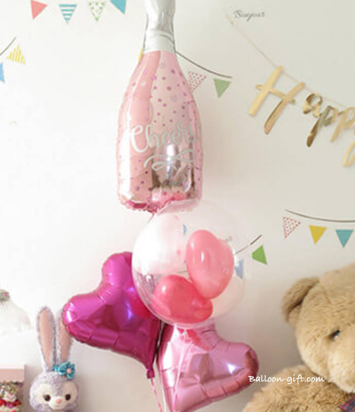 無地バルーンを組み合わせたローズピンクセット