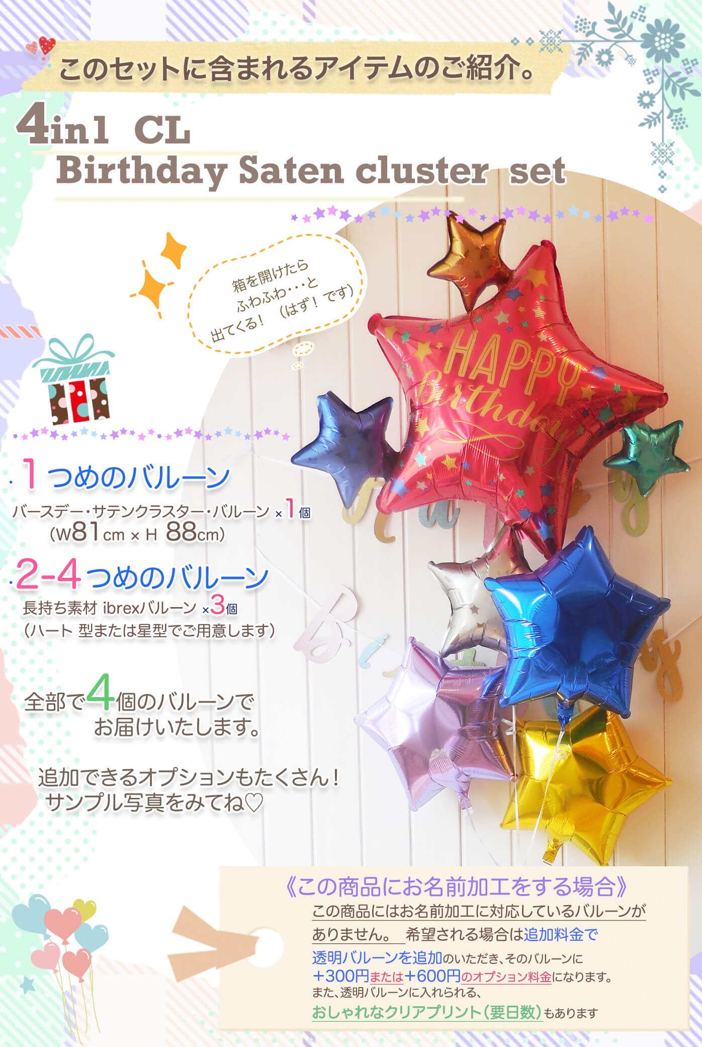 このセットに含まれているバルーンの組み合わせ