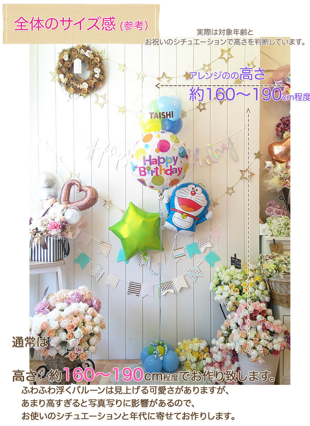 このバルーンギフトのサイズ感