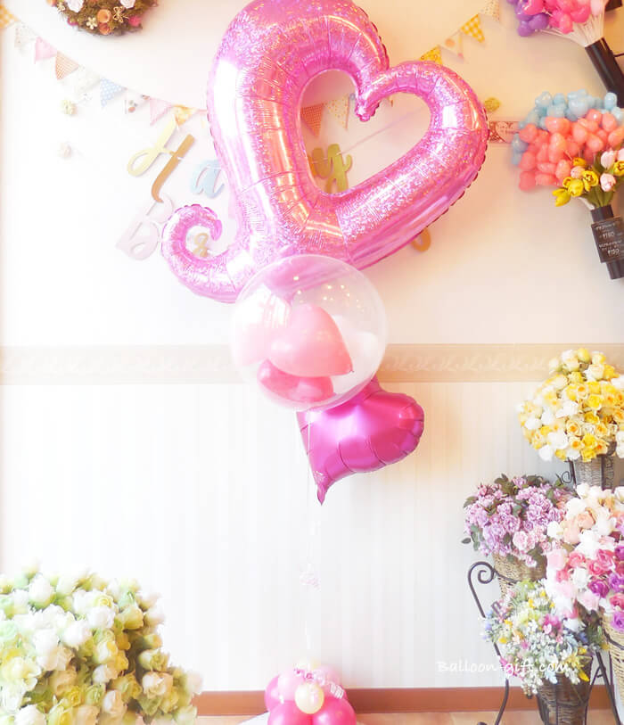 オープンハートが主役の3個セットバルーン 推しカラー対応