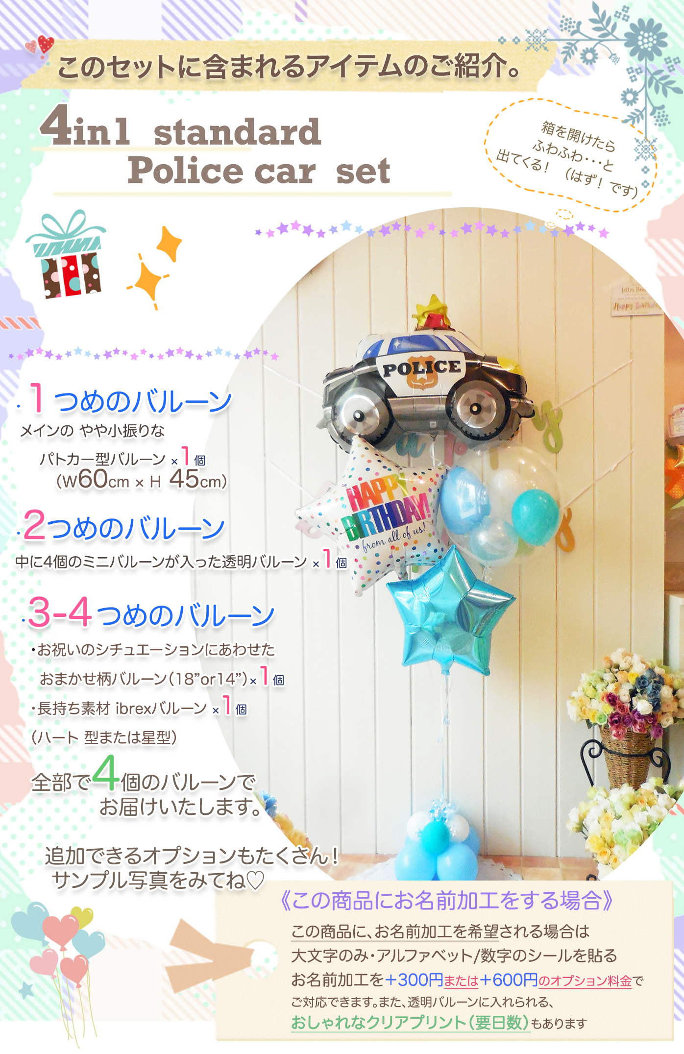 このセットに含まれているポリスカーバルーンを紹介