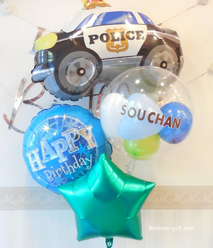 写真映えするポップなパトカーバルーンセット
