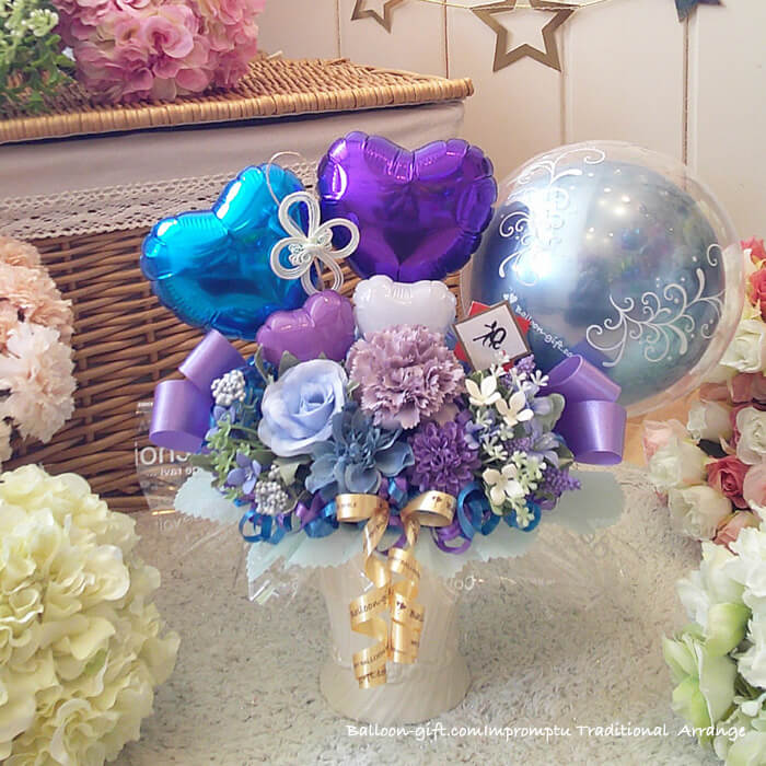 和風ピックやお花を使った卓上バルーンギフト