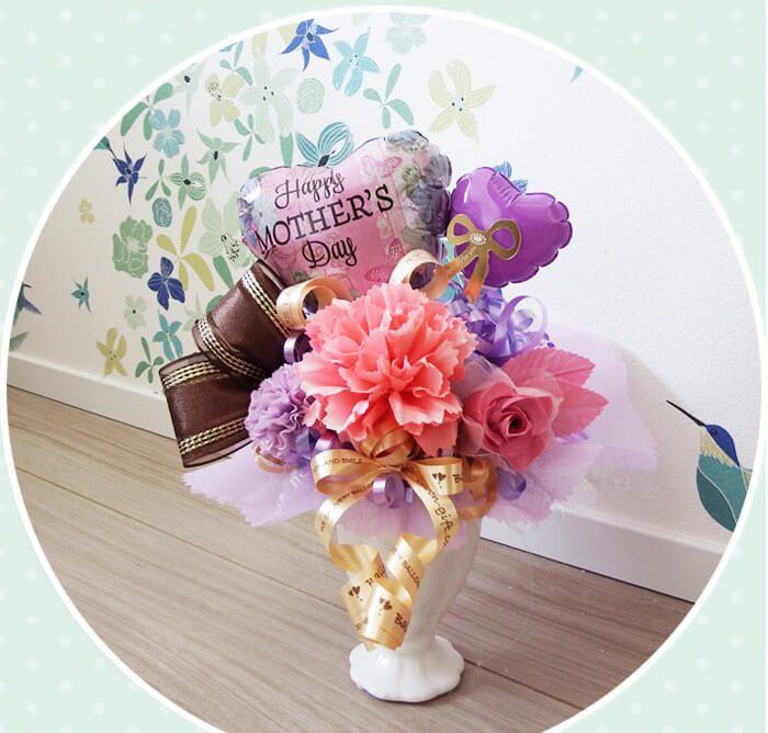 母の日ミニポット　大人気バルーン電報