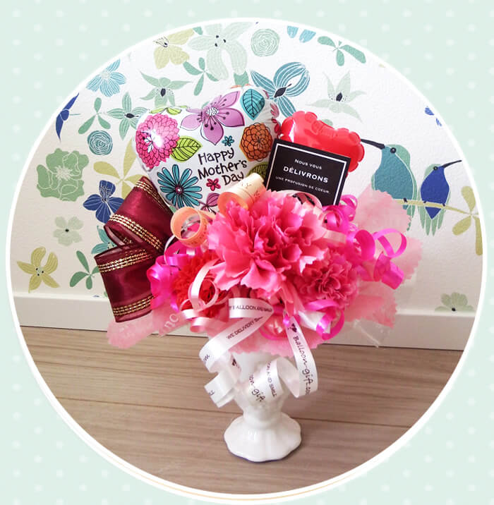 母の日ミニポット　大人気バルーン電報